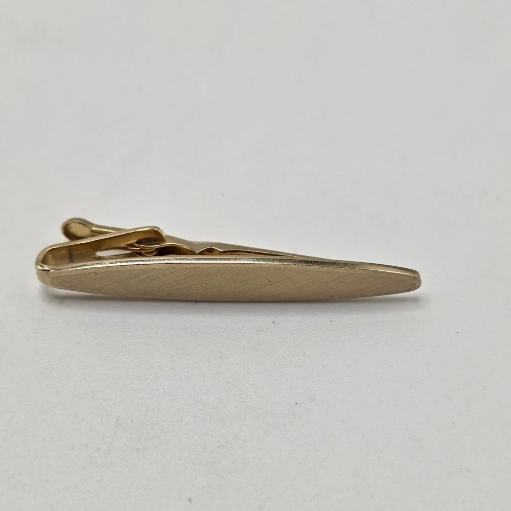 Tie Clip Mens Gold Brushed Texture MCM‎ Formal Wedding Suit Accessory
